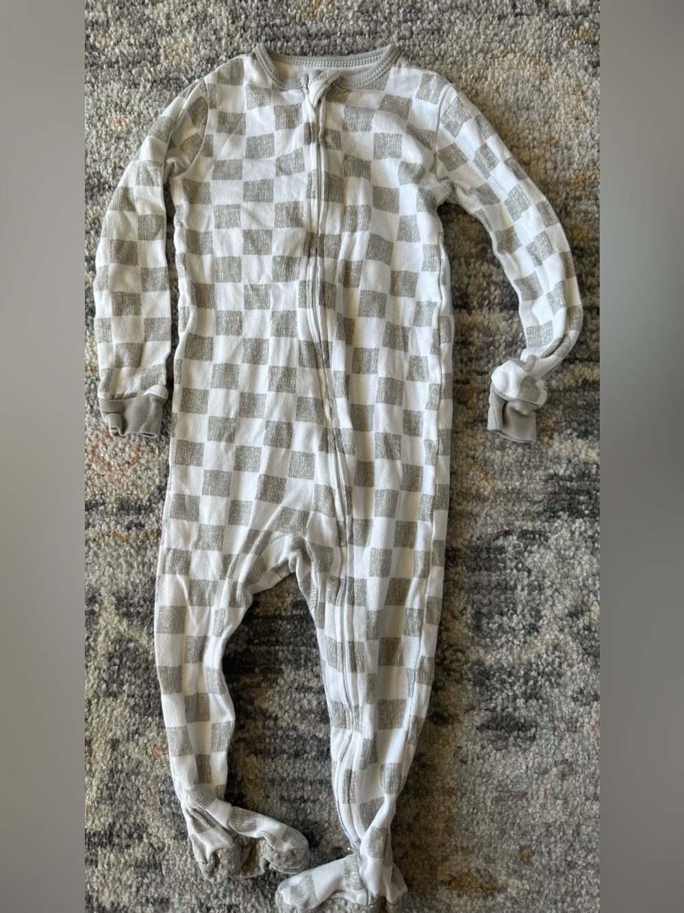Cloud Island boy One-Piece Footed Pajamas in Gray Check